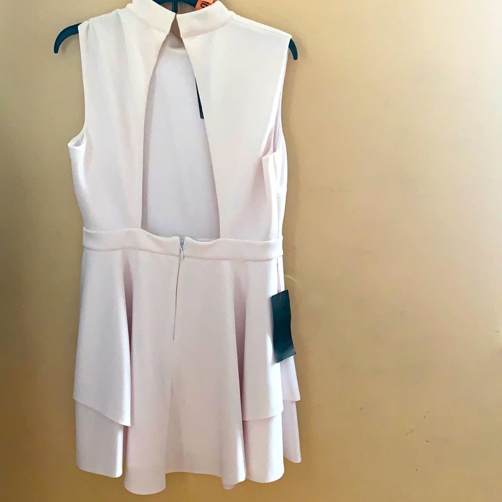 Bebe, white layered skirt scuba dress. Size large.